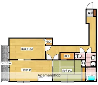 2LDKの間取り画像