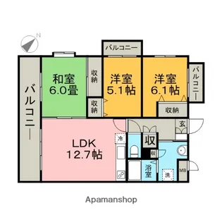 エルシャトー南福岡【3階】の間取り