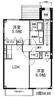シャローム梅木【A203号室】の間取り