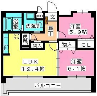 福岡県糟屋郡粕屋町長者原西2丁目【マンション】の間取り