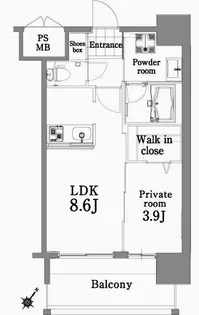 エンクレスト天神SIDE【3階】の間取り