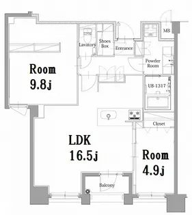 エンクレスト呉服町【13階】の間取り