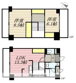レジデンス住吉【14階】の間取り