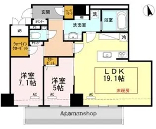 ウェルブライト博多ステーション 住居【14階】の間取り