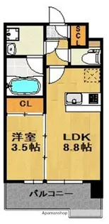 ラファセベルシード博多【6階】の間取り