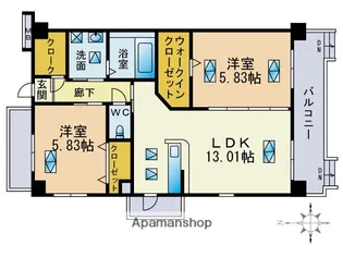 福岡県福岡市東区筥松4丁目【マンション】の間取り