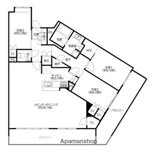 福岡県福岡市東区香椎駅前3丁目【マンション】の間取り