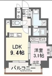 ヴィラ博丈下川端【9階】の間取り
