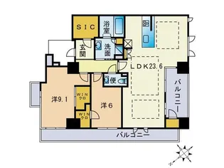 福岡県福岡市中央区大濠1丁目【マンション】の間取り
