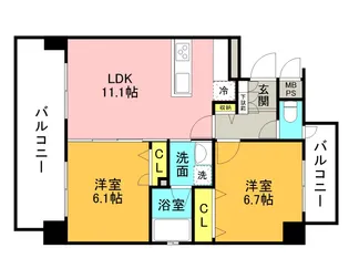 QUINTET MINAMI FUKUOKA【7階】の間取り