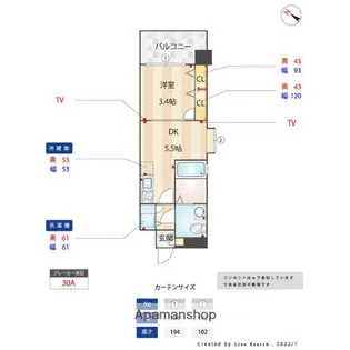 F・PARC西新【11階】の間取り