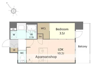 リーフル博多【3階】の間取り