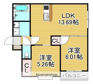 福岡県福岡市中央区梅光園2丁目【アパート】の間取り