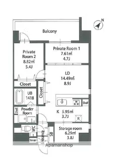 MODERN PALAZZO住吉【11階】の間取り