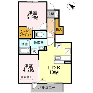 DーROOM上須恵【1階】の間取り