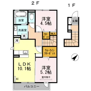 ガーデンハウス C棟【201号室】の間取り