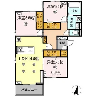 DーROOM美野島【3階】の間取り