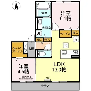 メルベーユ阿恵 B棟【103号室】の間取り