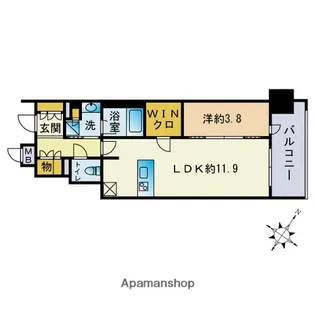 1LDKの間取り画像