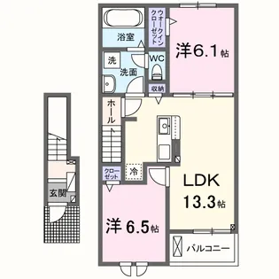 グラッドネス志免東Ⅰ B棟【2階】の間取り