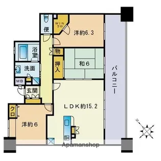 ル・サンク千早ツインビュー【13階】の間取り