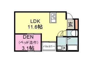 1LDKの間取り画像