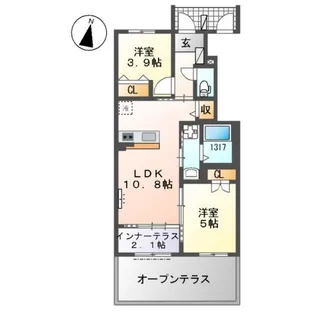 ローズハイツ福岡【1階】の間取り