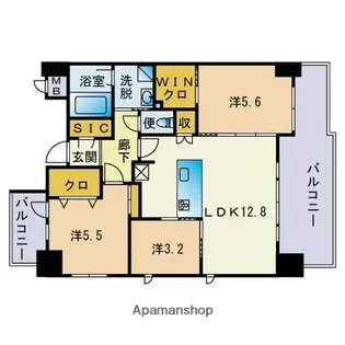 アクシオン博多リヴァージュ【14階】の間取り