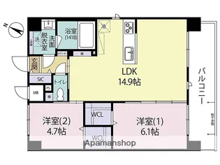 ARISTA箱崎【8階】の間取り