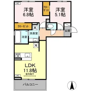 トリシア野多目I【303号室】の間取り