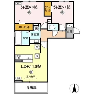 トリシア野多目Ⅰ【1階】の間取り