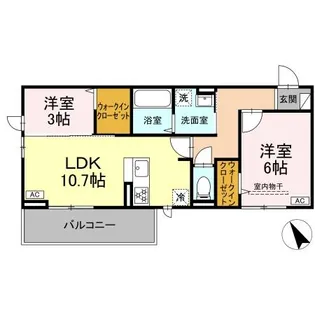 トリシア野多目II【203号室】の間取り