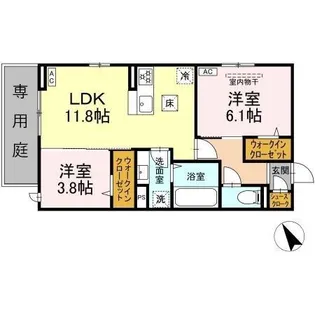 トリシア野多目Ⅱ【1階】の間取り