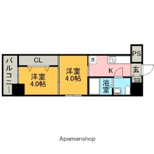 福岡県福岡市博多区博多駅前4丁目【マンション】の間取り