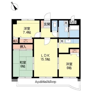 福岡県福岡市南区大橋3丁目【マンション】の間取り