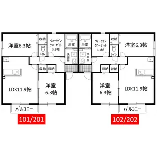 試験場前ハウス【2階】の間取り