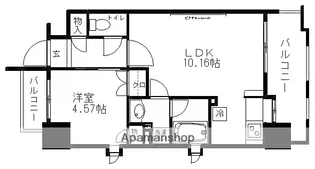 アスピーテ渡辺通り【5階】の間取り