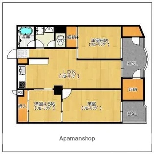 福岡リバーキャッスル【6階】の間取り