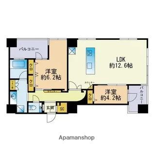 ロイヤルパークス大名【16階】の間取り