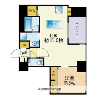 ロイヤルパークス大名【19階】の間取り