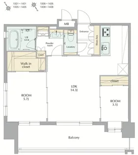 福岡県福岡市博多区博多駅前4丁目【マンション】の間取り