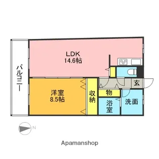 福岡県福岡市博多区住吉2丁目【マンション】の間取り