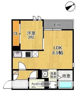 福岡県福岡市博多区千代2丁目【アパート】の間取り