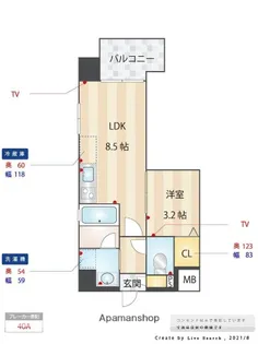 ヴィラージュ天神【7階】の間取り