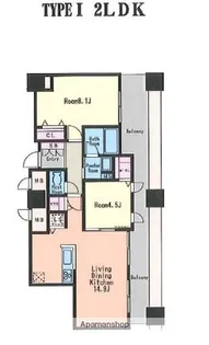KDXレジデンス大濠ハーバービュータワー【11階】の間取り