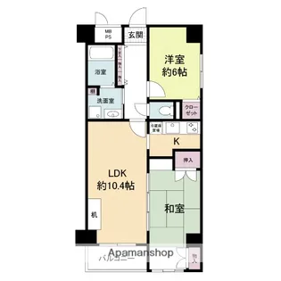 2LDKの間取り画像