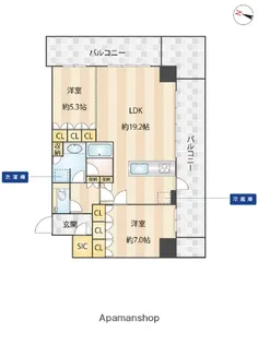 福岡大名ガーデンシティレジデンス【8階】の間取り