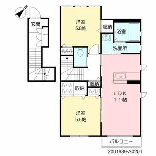 リヴィエール地行【2階】の間取り
