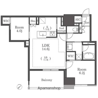 レーベン福岡天神ONE TOWER【4階】の間取り