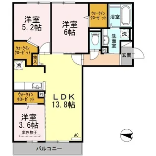DーROOM大濠【2階】の間取り